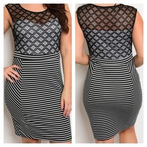 [Last 1!] CLOSET CLOSING Black White Striped Dress